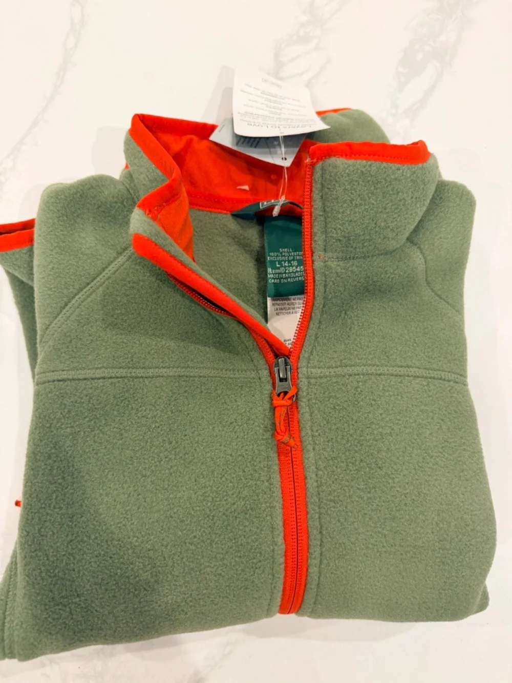 LL Bean All Season Kids Fleece Full-Zip Jacket - Size 14-16 NWT